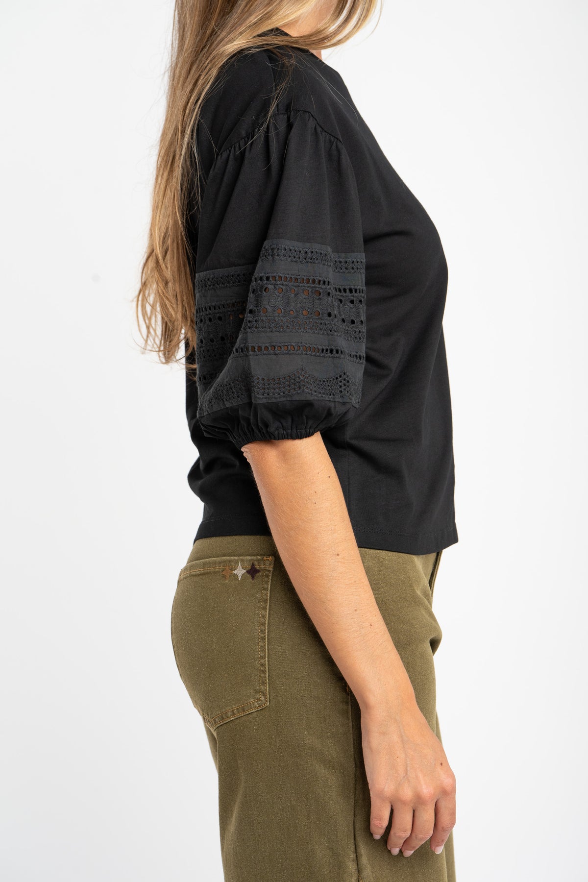 Camiseta Algodão Combinada - Preto