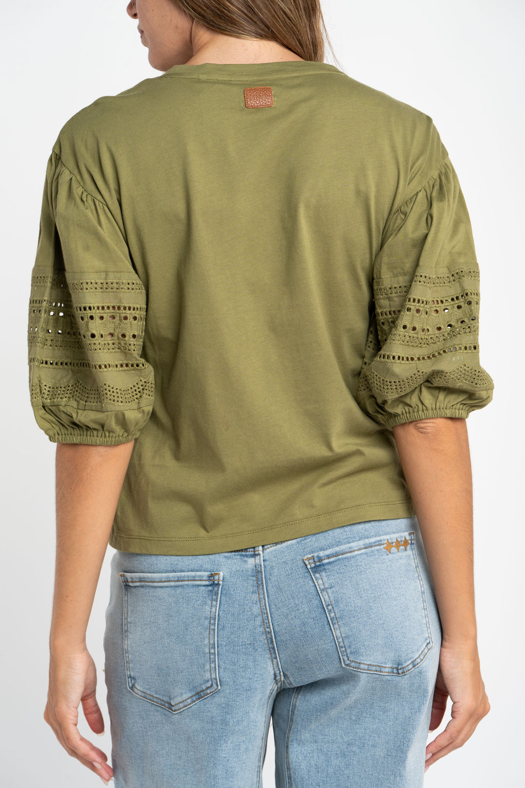 Camiseta Algodão Combinada - Oliva
