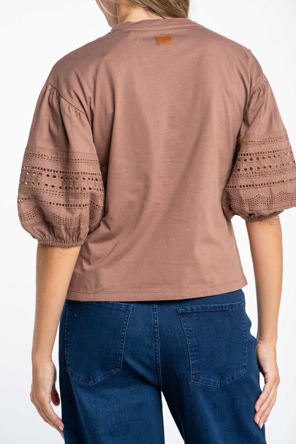 Camiseta Algodão Combinada - Mocha