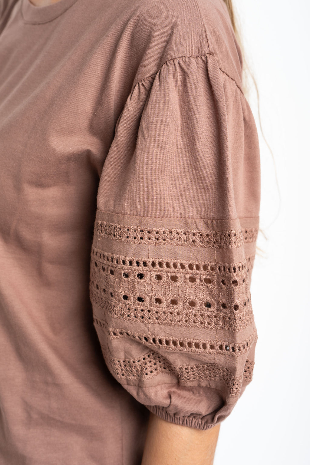 Camiseta Algodão Combinada - Mocha