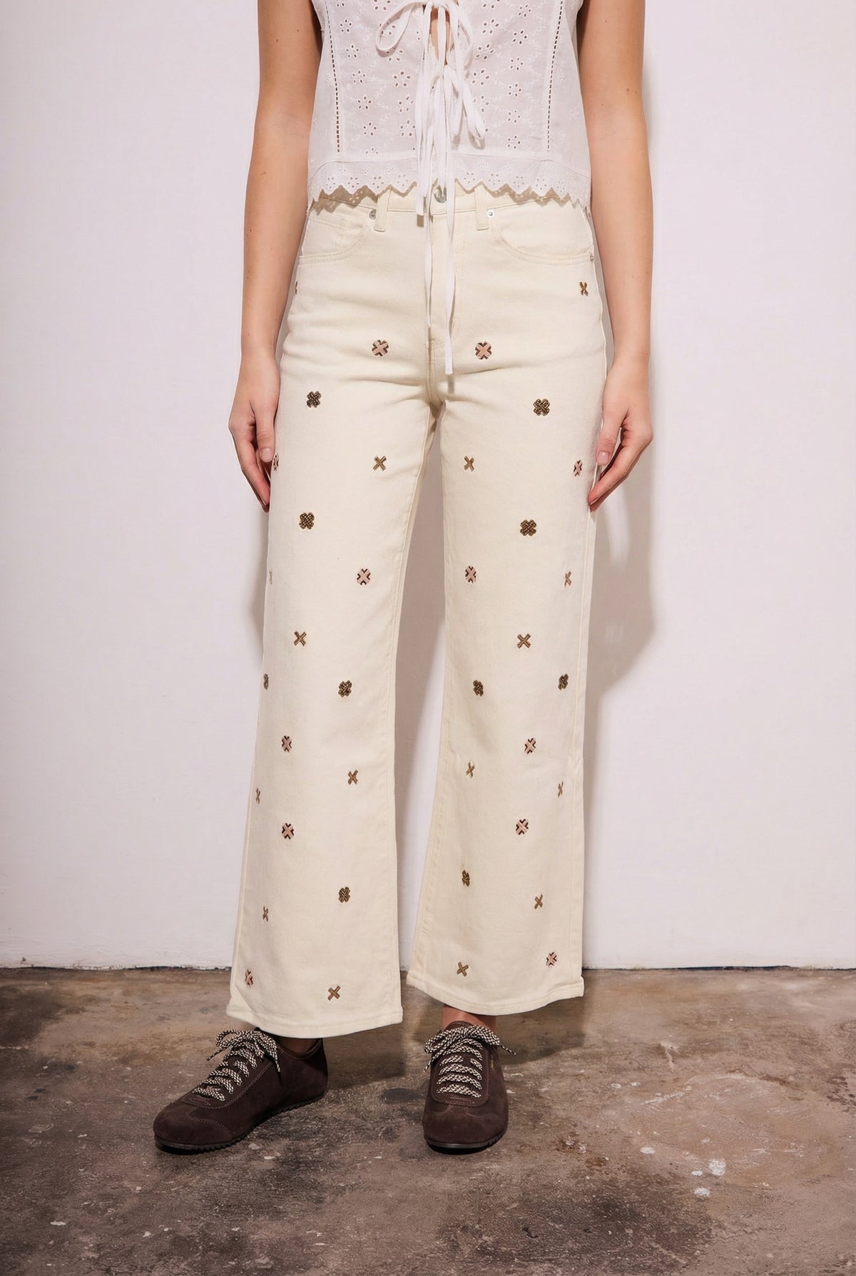 Jeans Reto Bordado - Off White