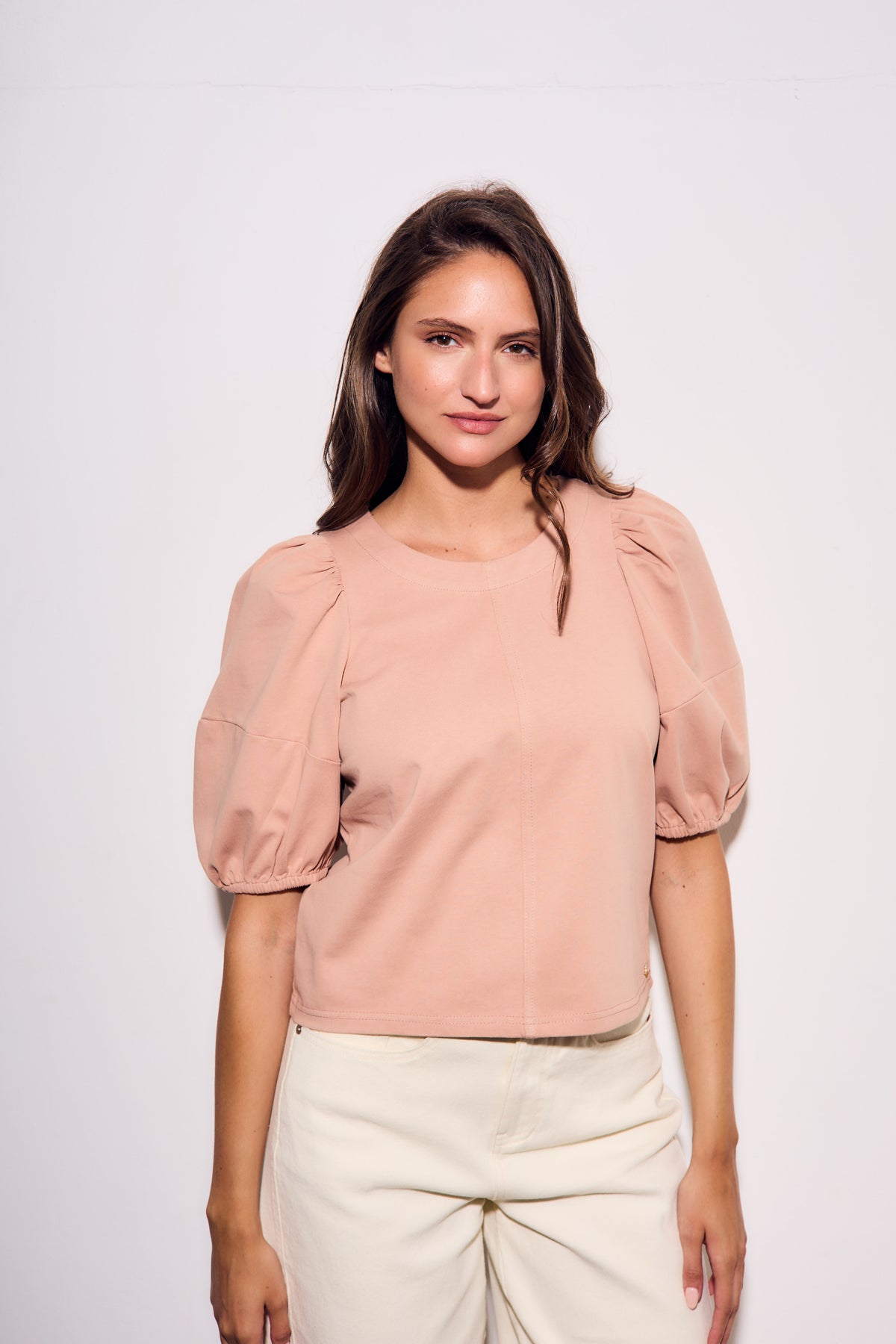 Camiseta Algodão Manga Bufante - Rosa
