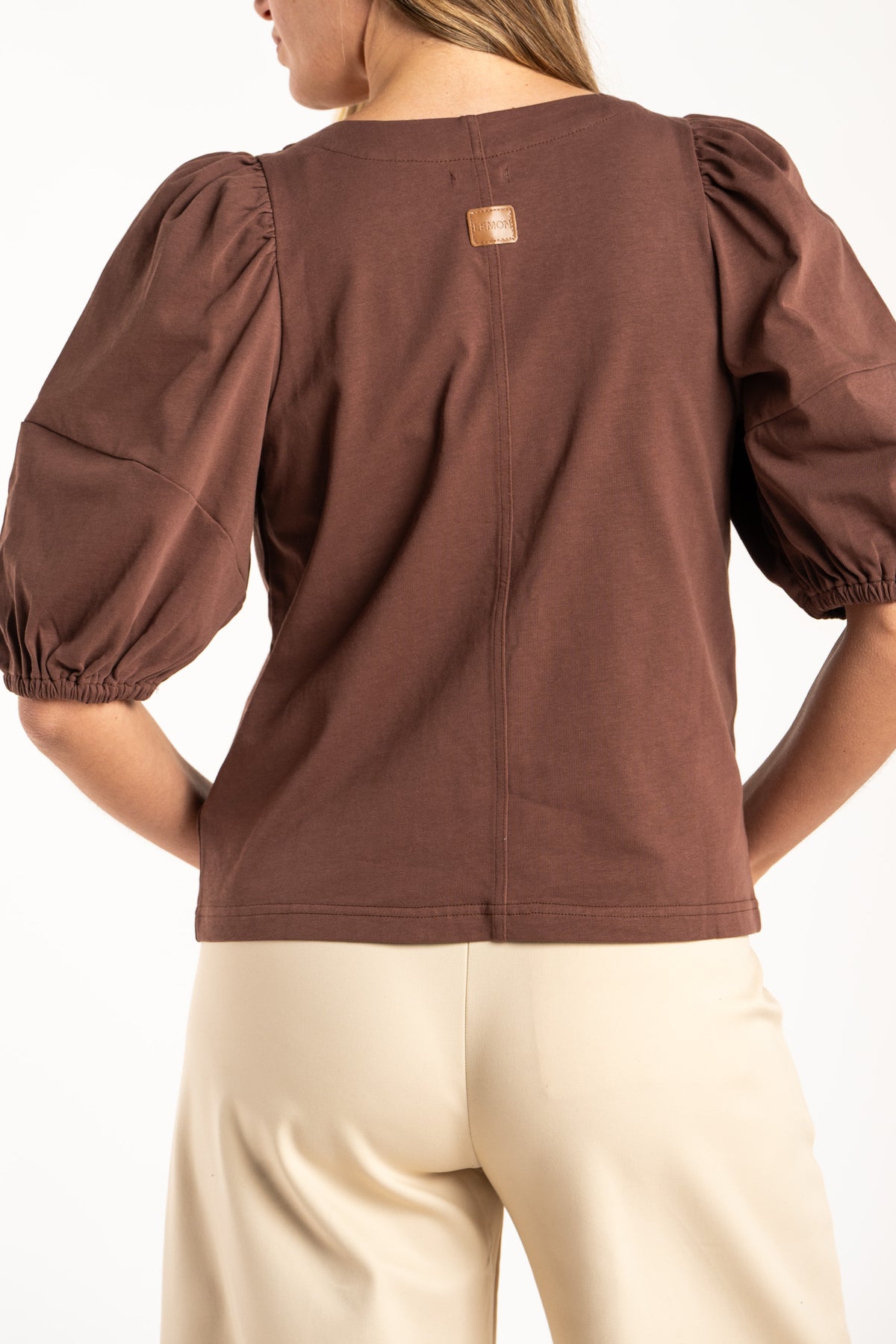 Camiseta Algodão Manga Bufante - Chocolate