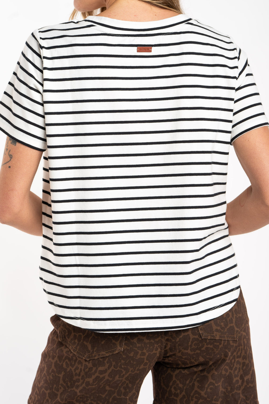 Camiseta Algodão Listrada - Pérola
