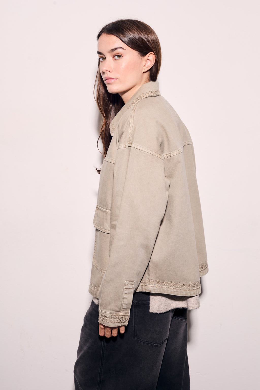 Sobrecamisa Bordada Garment Dyed - Safari