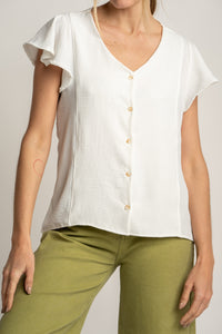 Blusa Decote V - Pérola