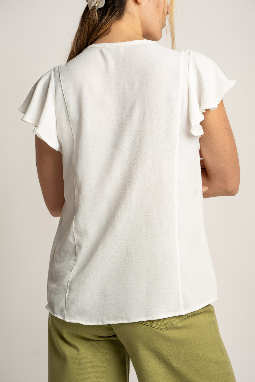 Blusa Decote V - Pérola