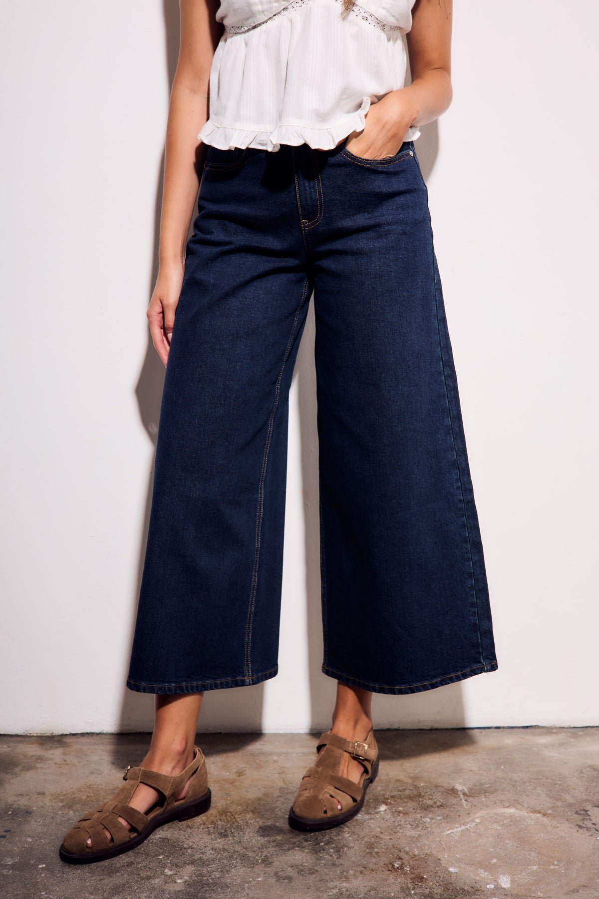 Jeans Wide Leg Denim - Lemon