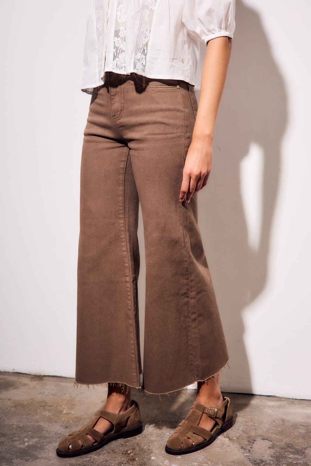 Jeans Wide Flared Wide Leg - Chocolate