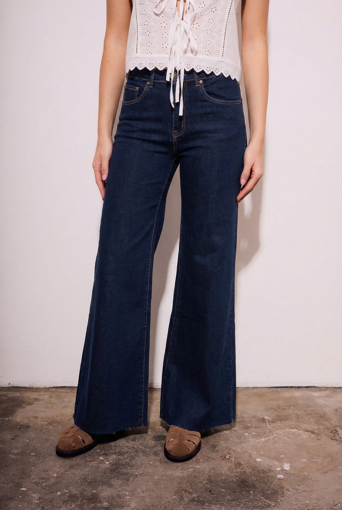 Jeans Flared Wide Leg Denim - Lemon