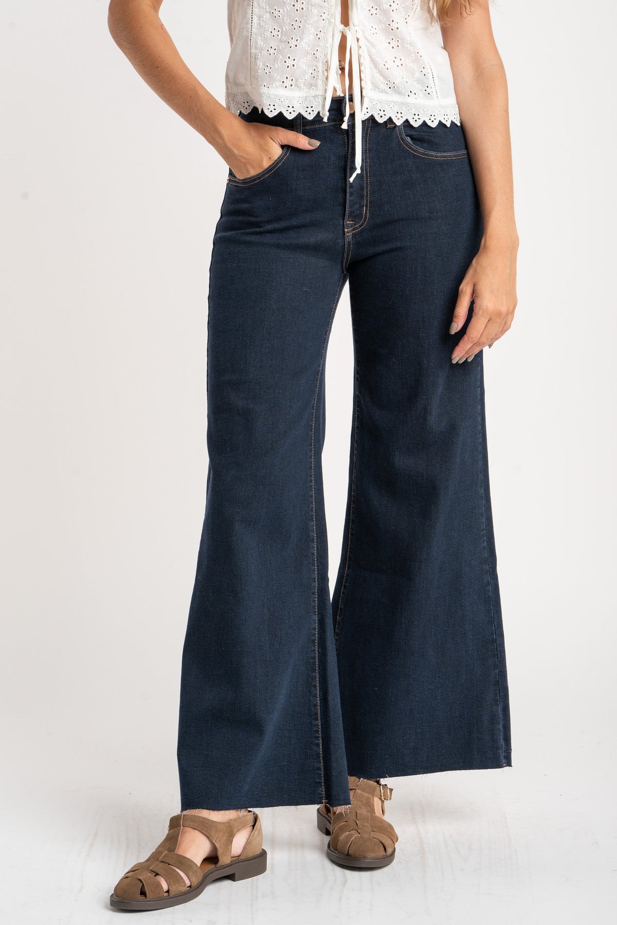 Jeans Flared Wide Leg Denim - Lemon
