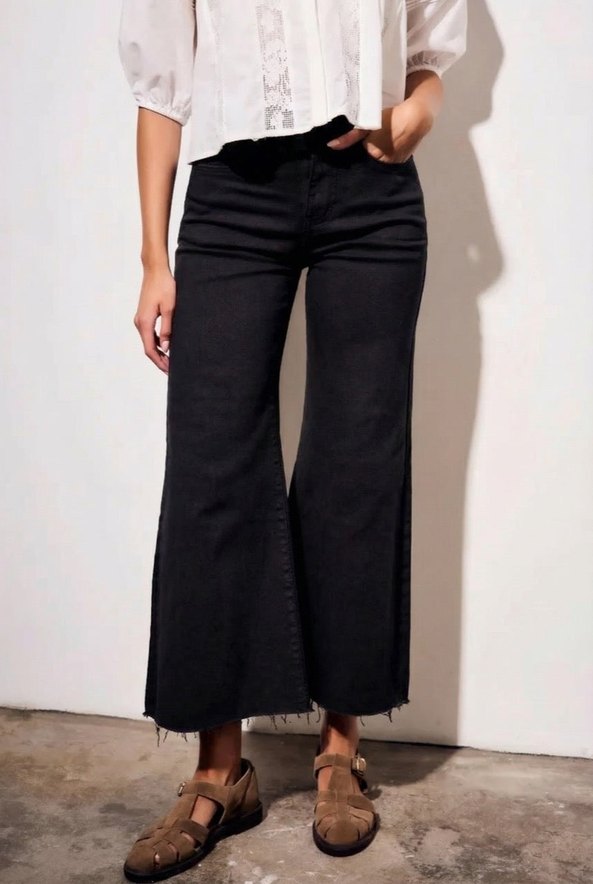 Jeans Flared Wide Leg Preto - Lemon