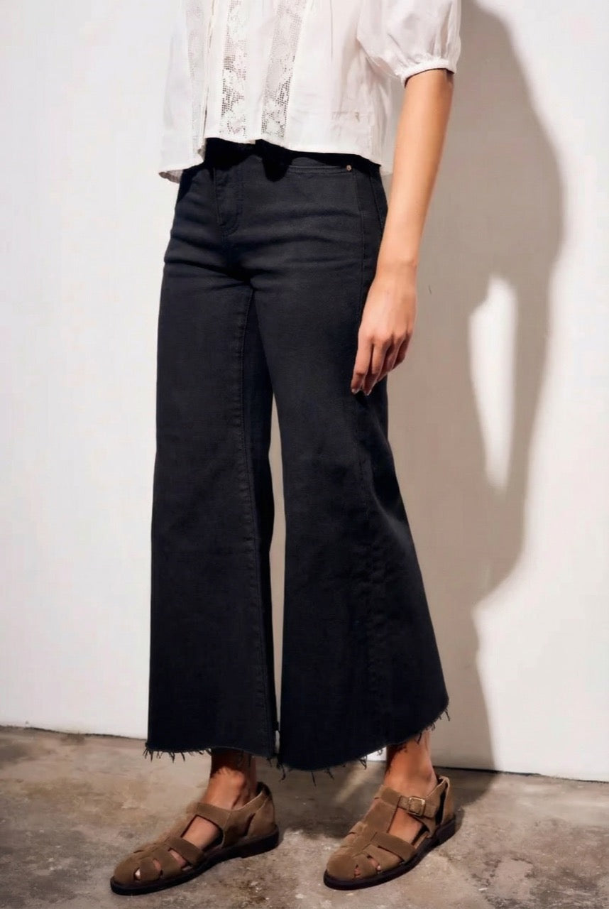 Jeans Flared Wide Leg Preto - Lemon