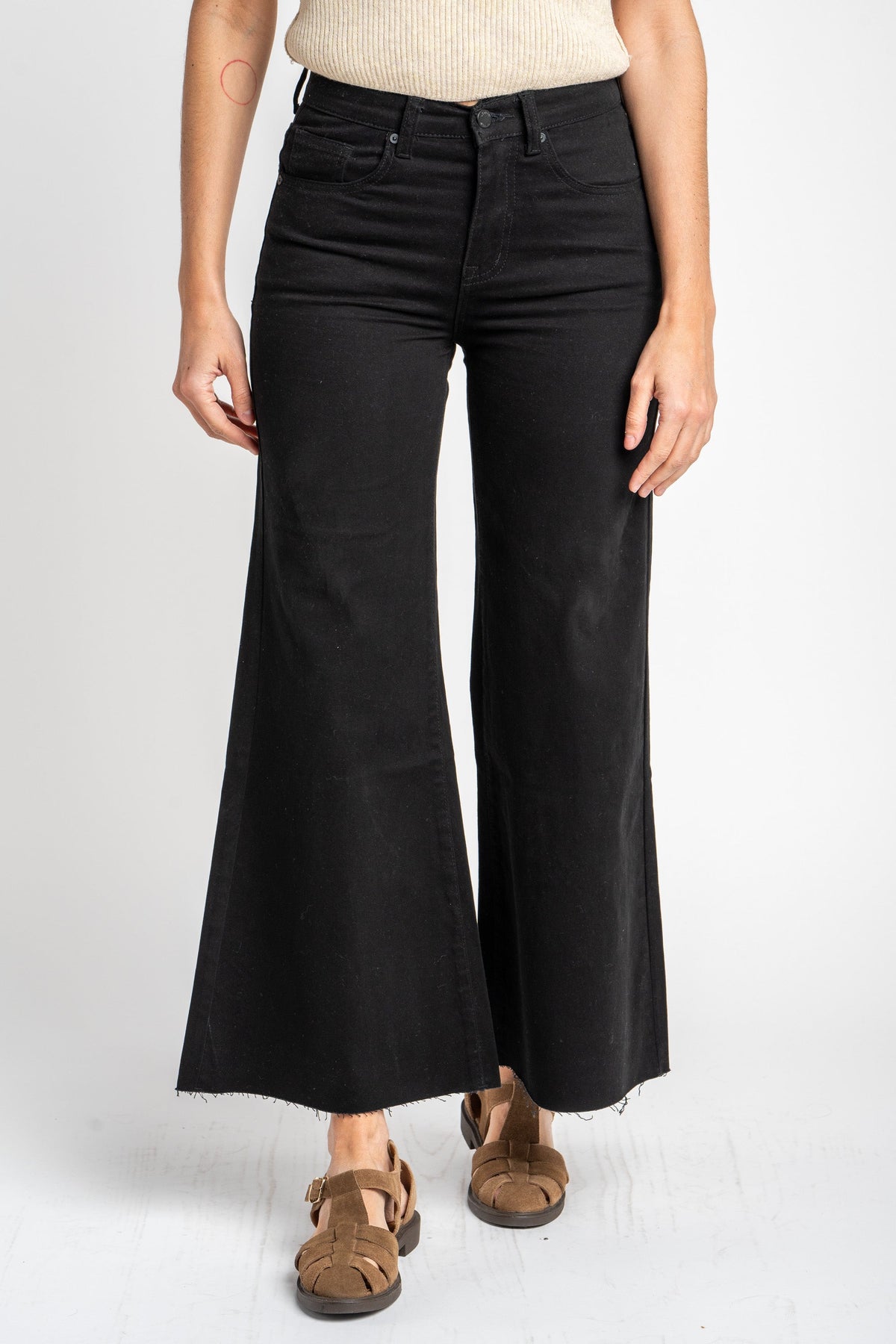 Jeans Flared Wide Leg Preto - Lemon