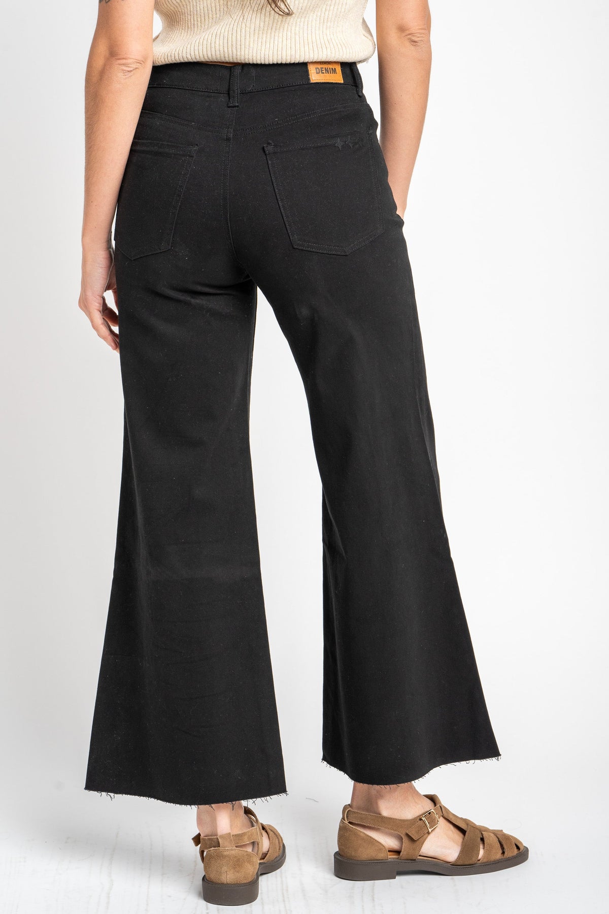 Jeans Flared Wide Leg Preto - Lemon