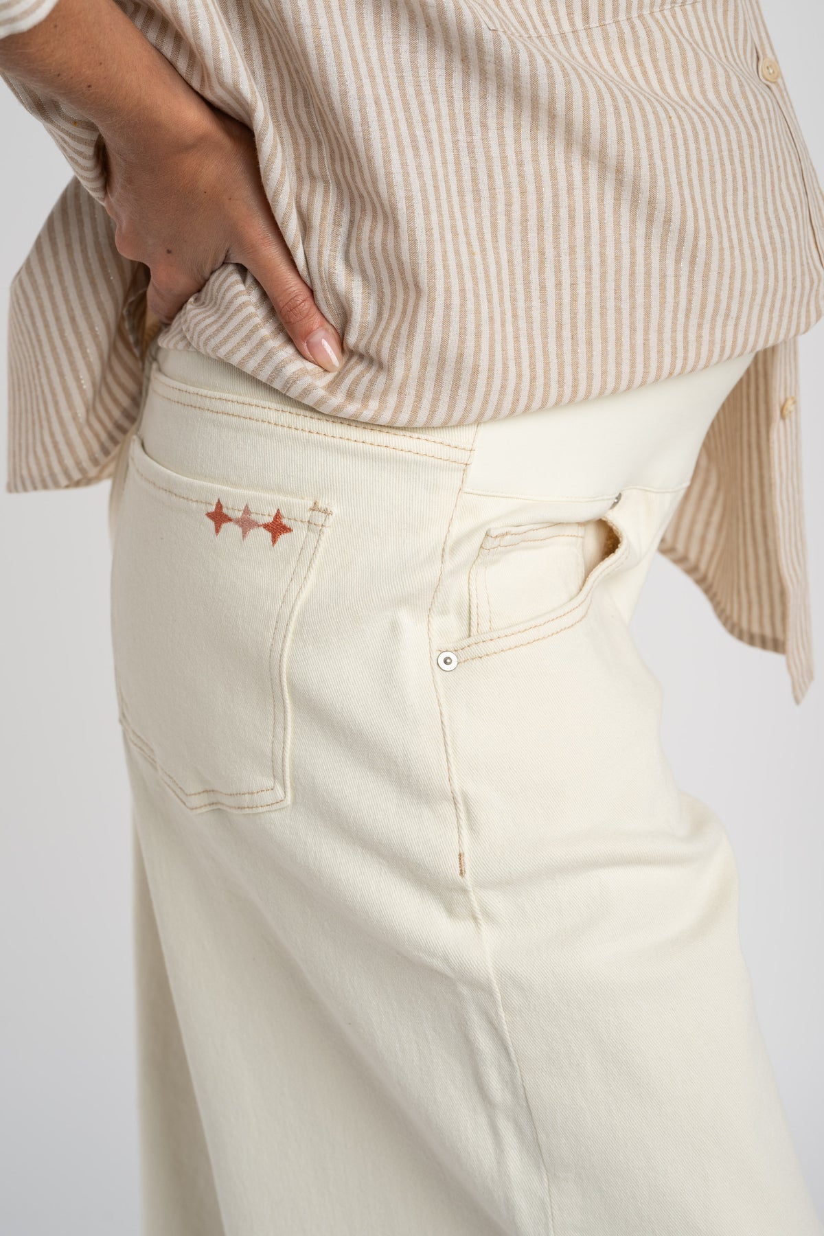 Jeans Lemon Mama Perna Longa - Pérola