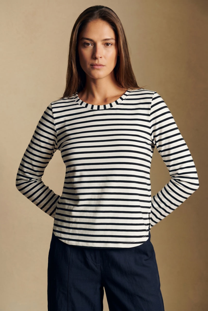 Camiseta Listrada Algodão Elastano