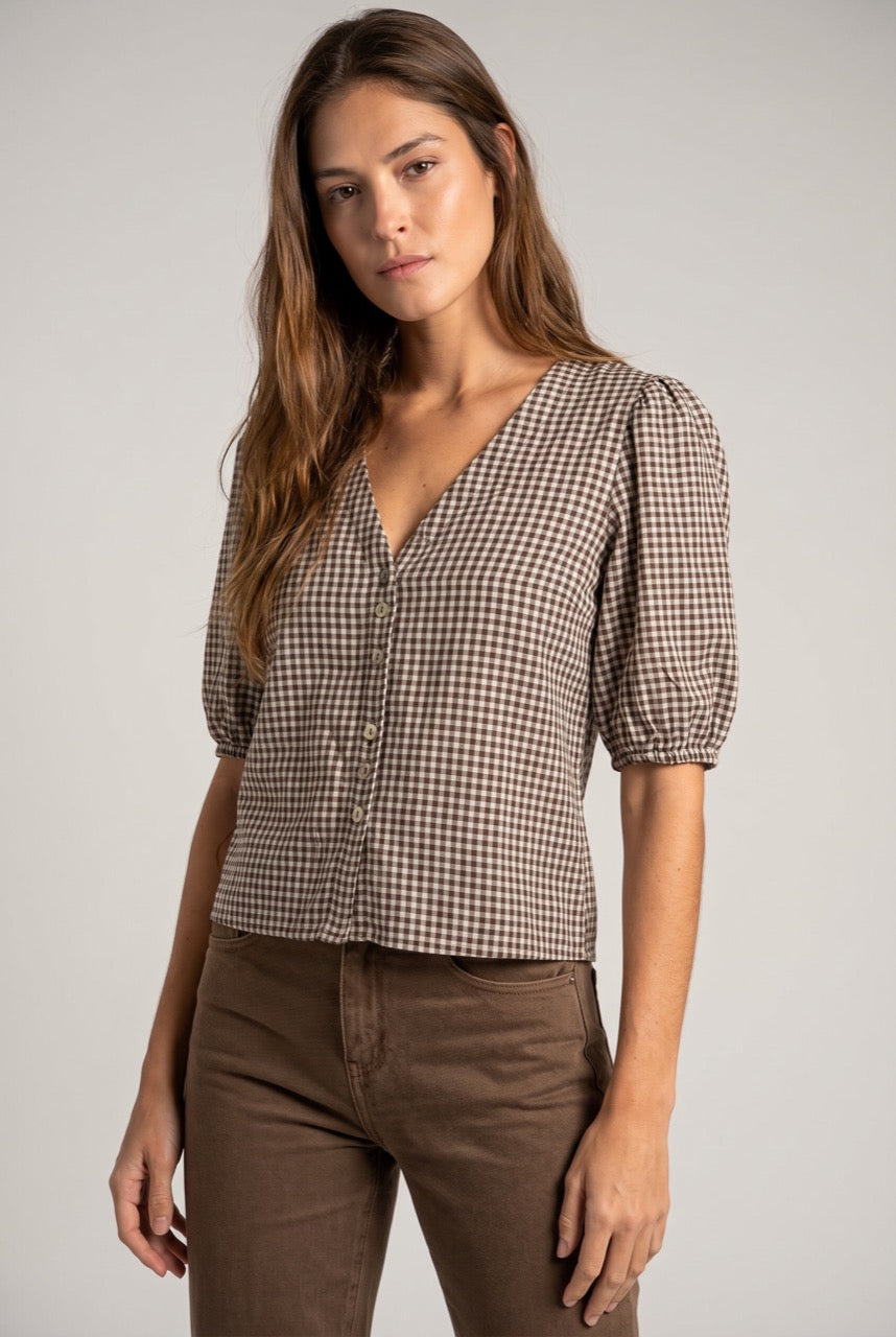 Blusa Gingham Chocolate - Lemon