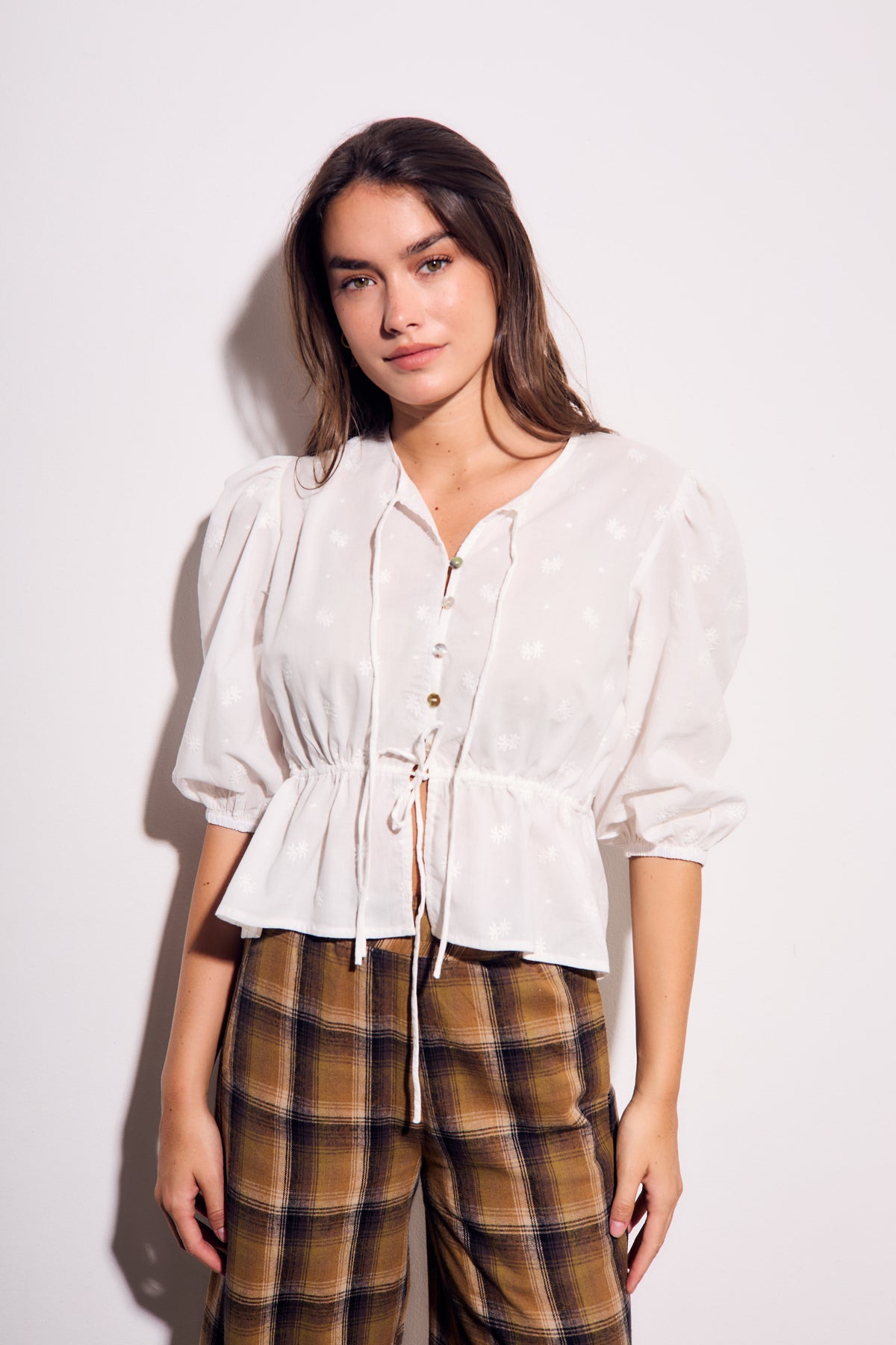 Blusa Broderie - Cru