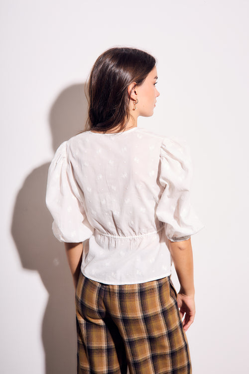Blusa Broderie - Cru