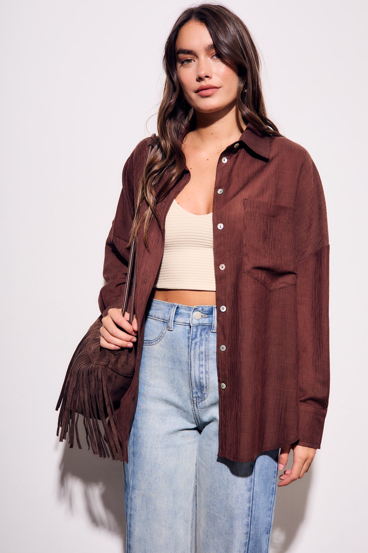 Camisa Tencel - Chocolate