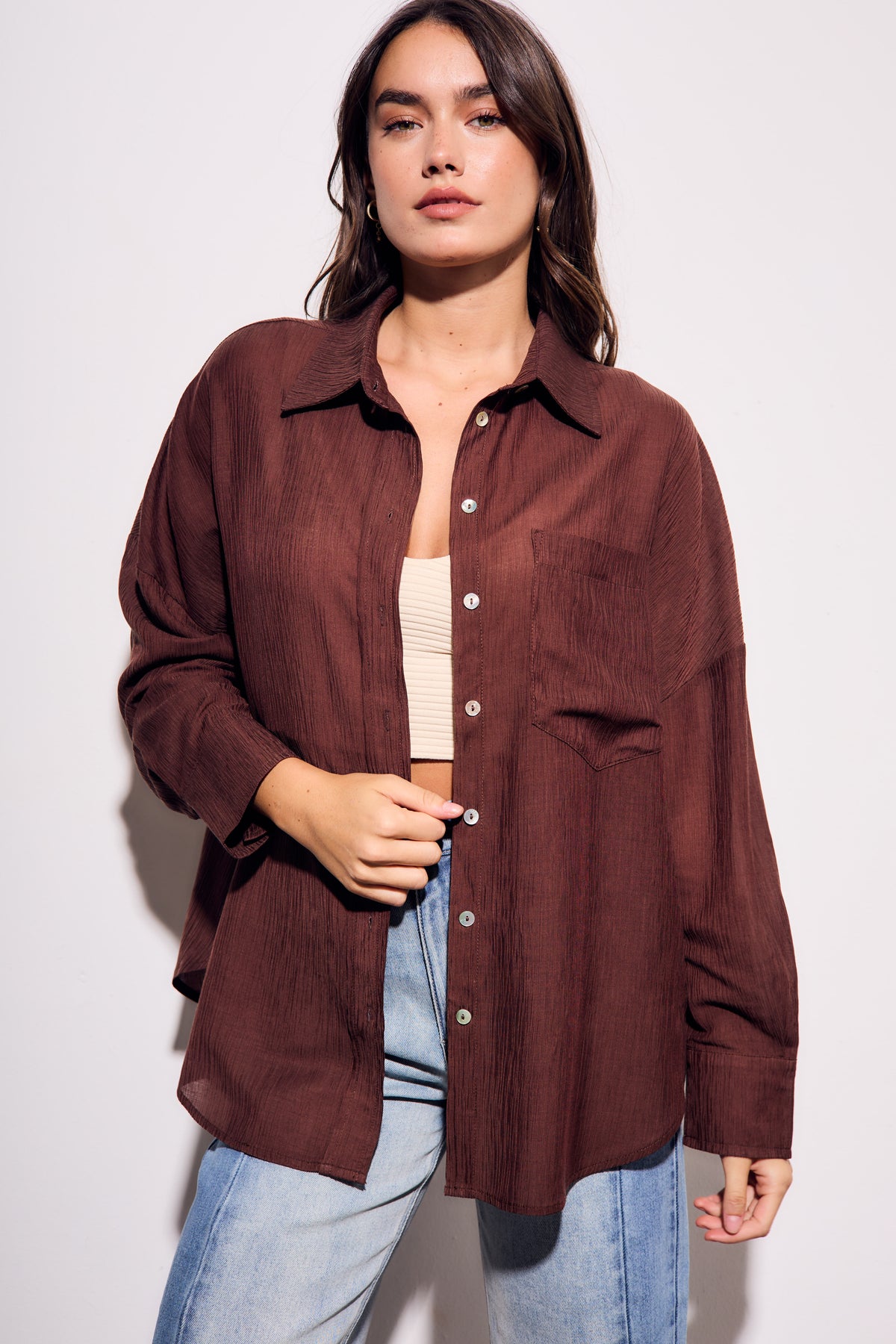 Camisa Tencel - Chocolate