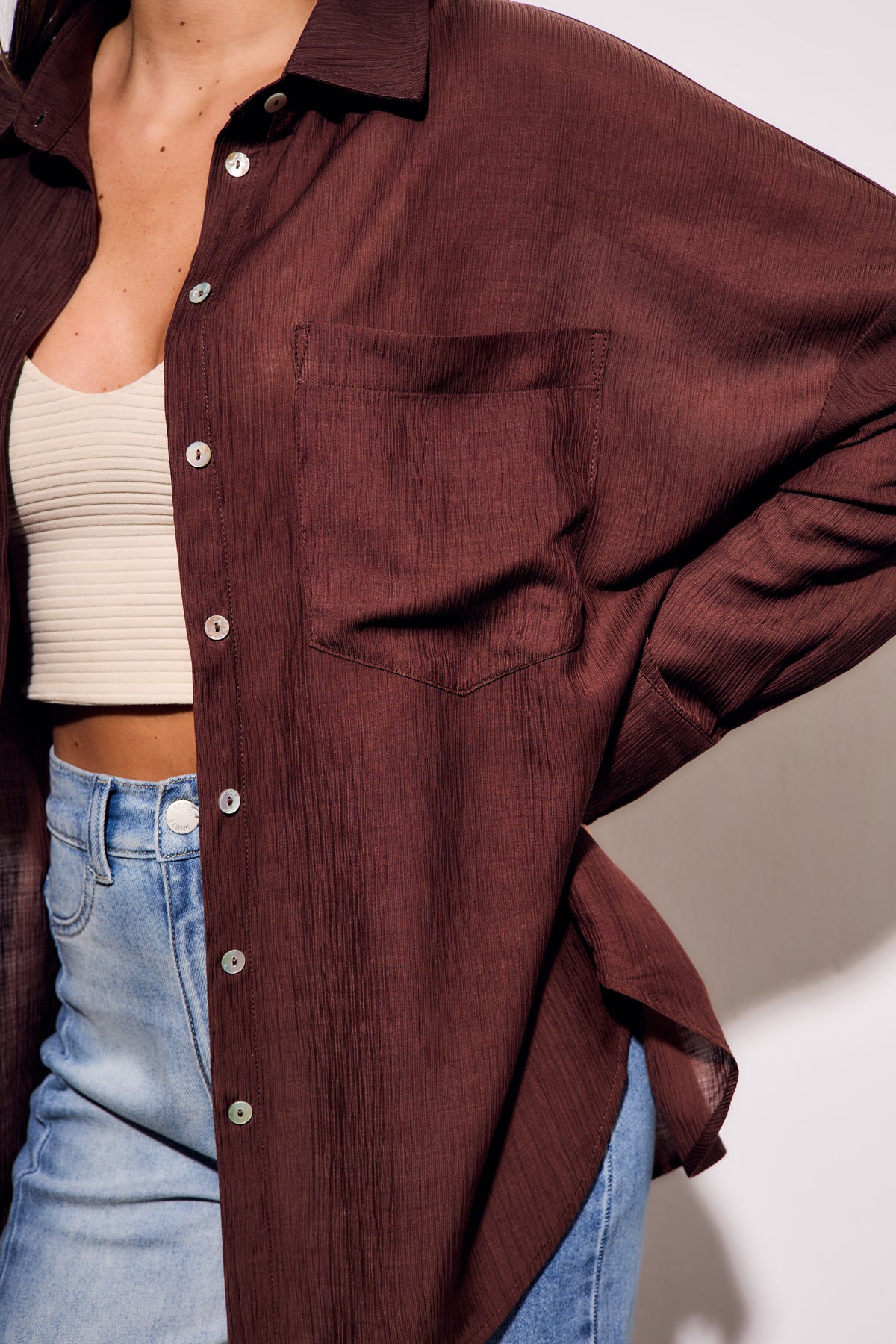 Camisa Tencel - Chocolate