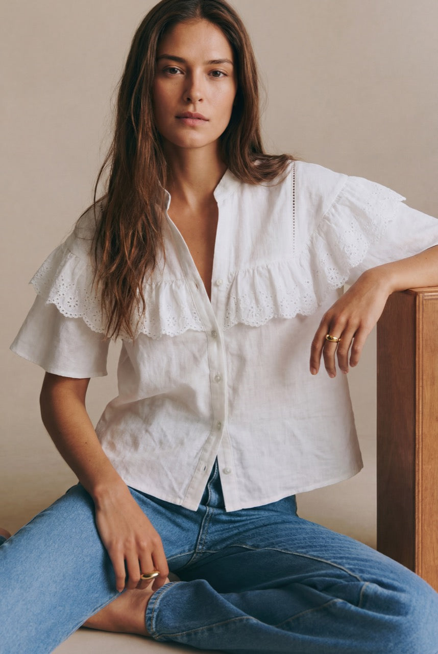 Blusa Babados Algodão - Pérola