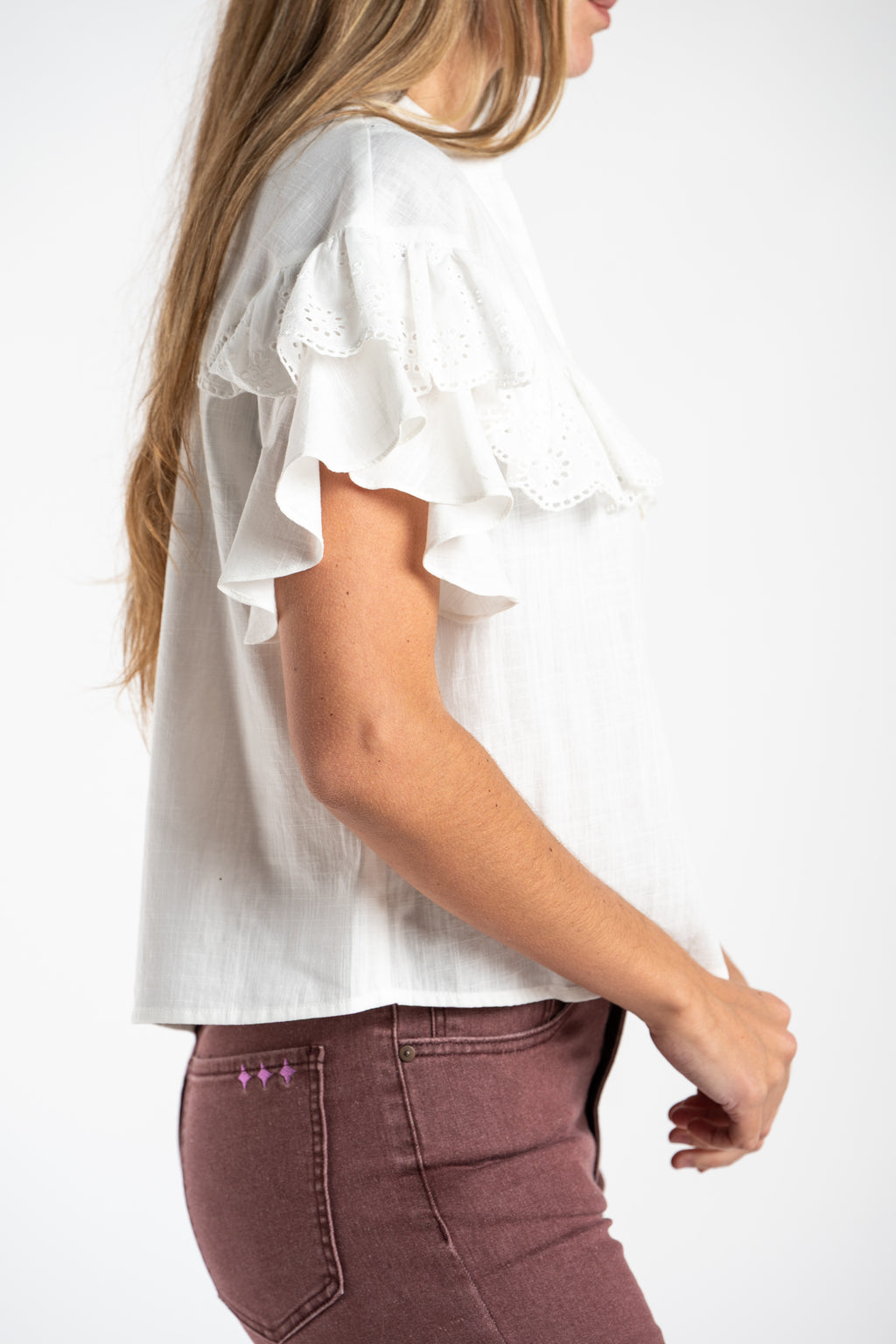 Blusa Babados Algodão - Pérola
