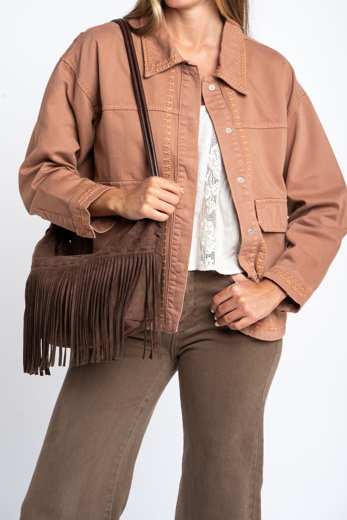 Sobrecamisa Algodão Bordada - Mocha