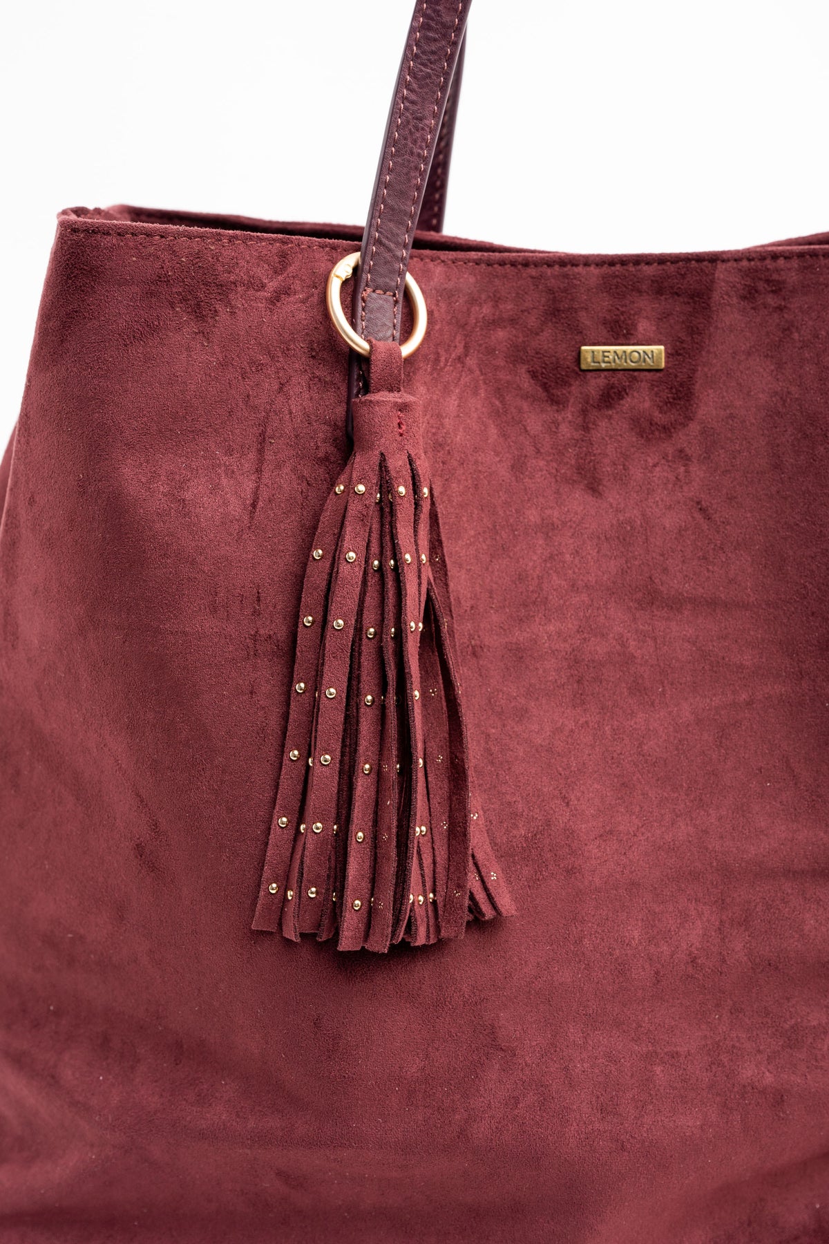 Charm Franjas e Tachas Camurça Vegana - Bordô