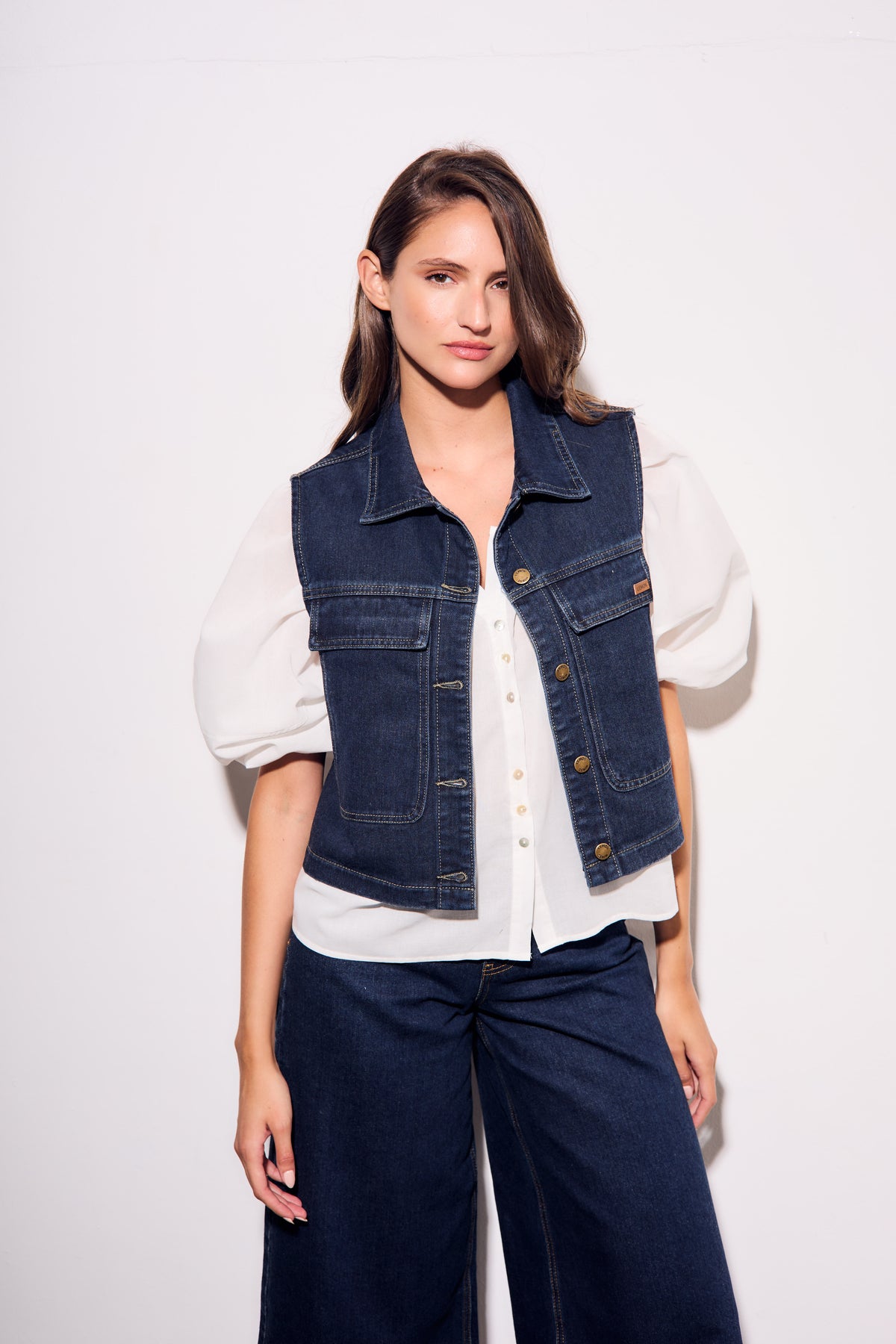 Colete Denim Bolsos - Jean