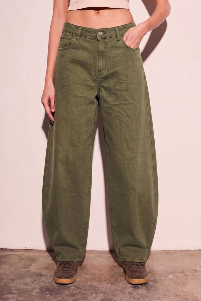 Jeans Baggy Barrel - Oliva