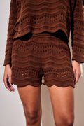 Short de Tricô Texturizado - Chocolate