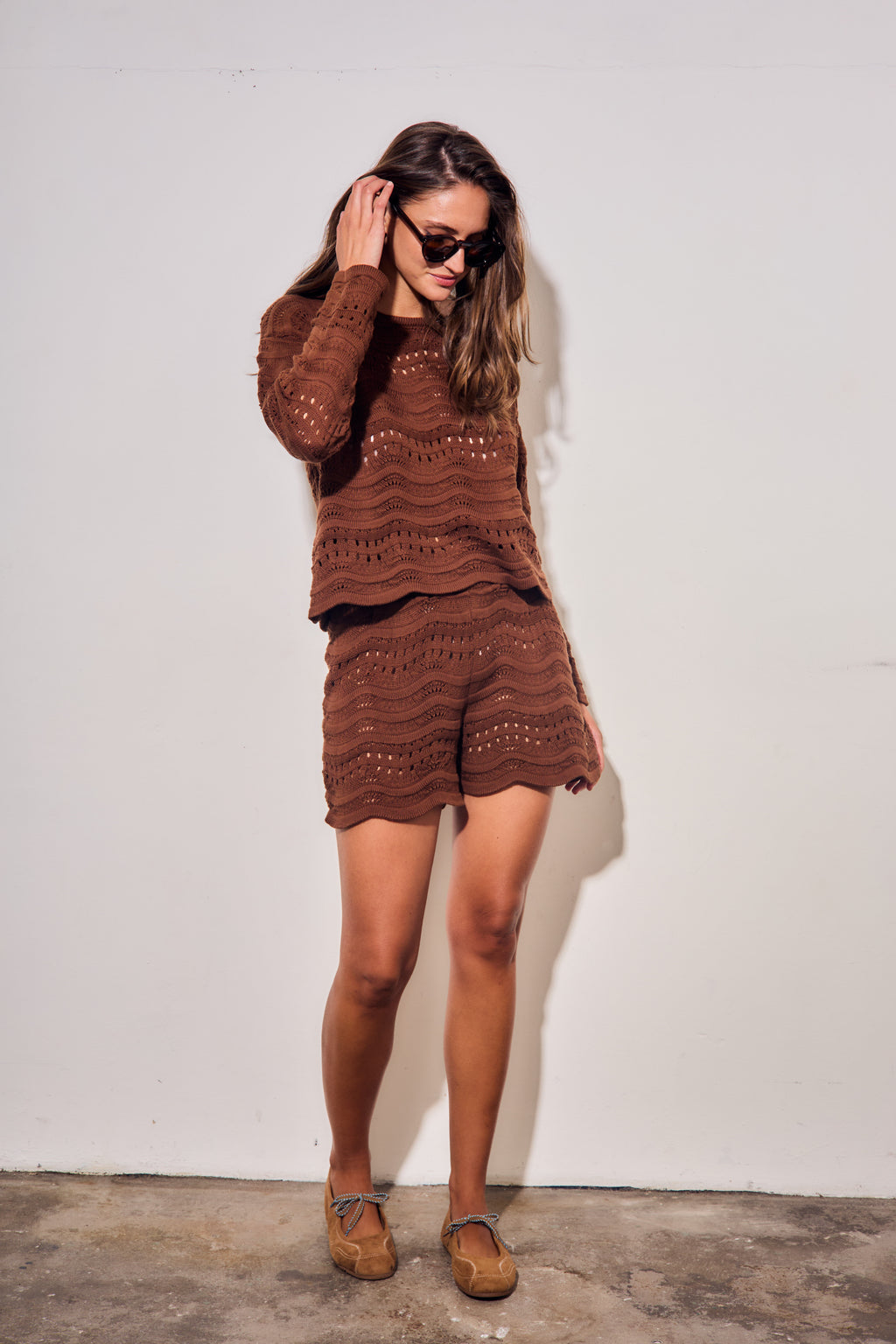 Short de Tricô Texturizado - Chocolate