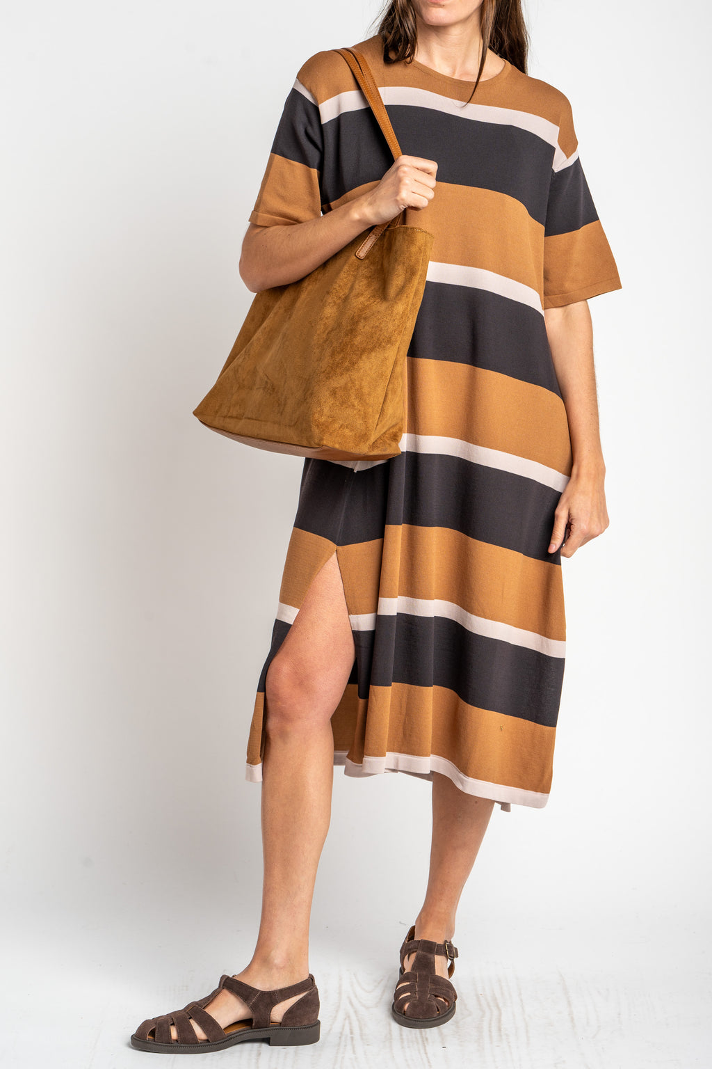 Vestido de Tricô a Listras - Preto