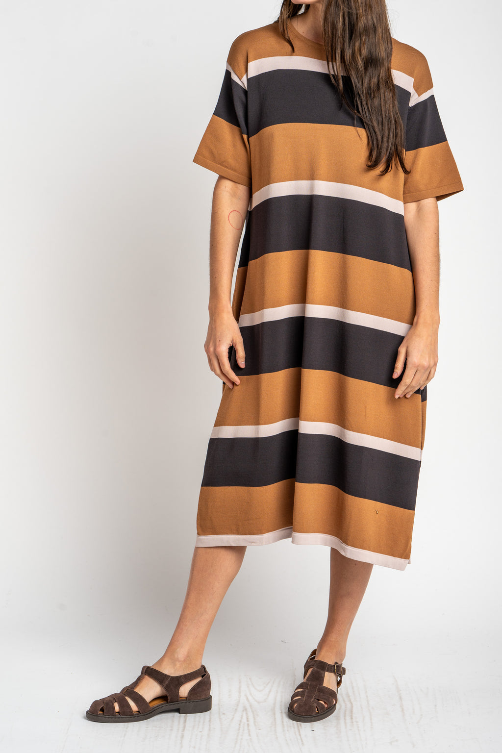 Vestido de Tricô a Listras - Preto