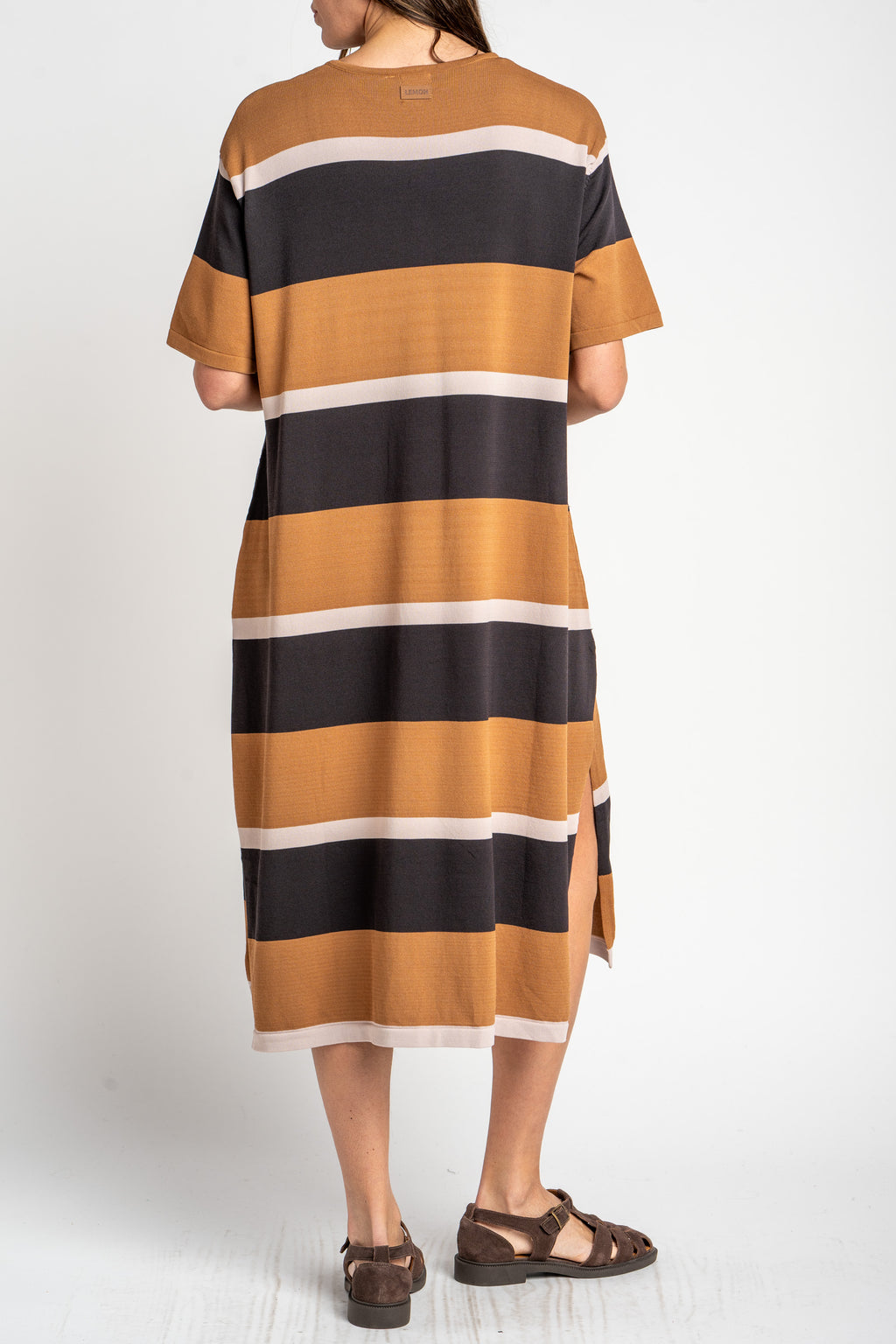 Vestido de Tricô a Listras - Preto