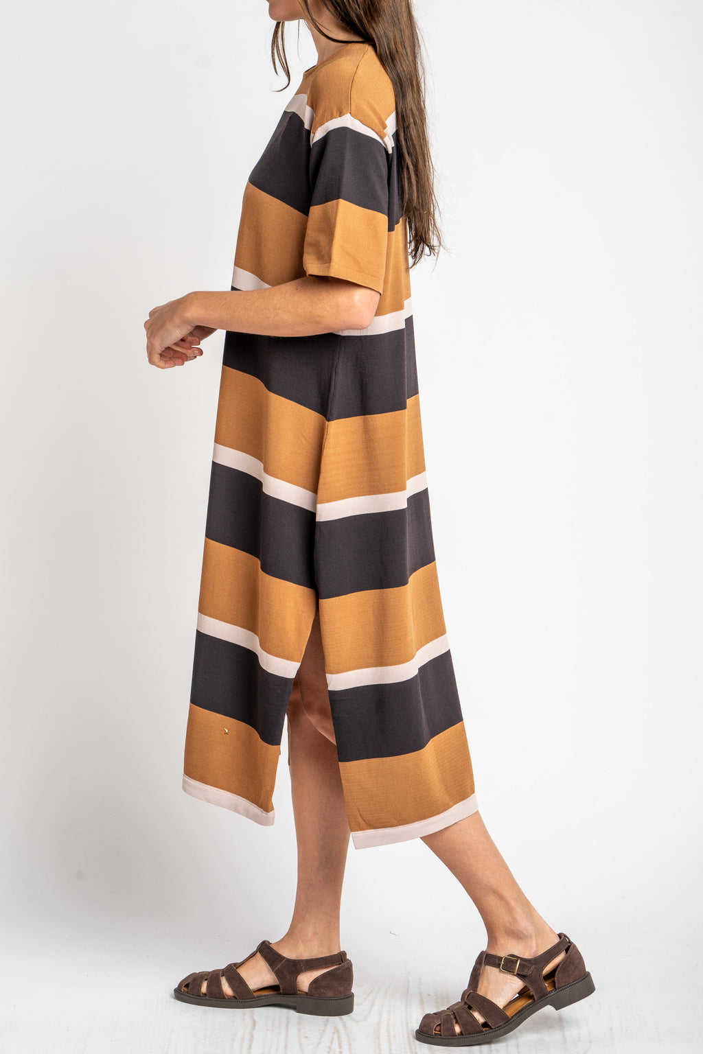 Vestido de Tricô a Listras - Preto