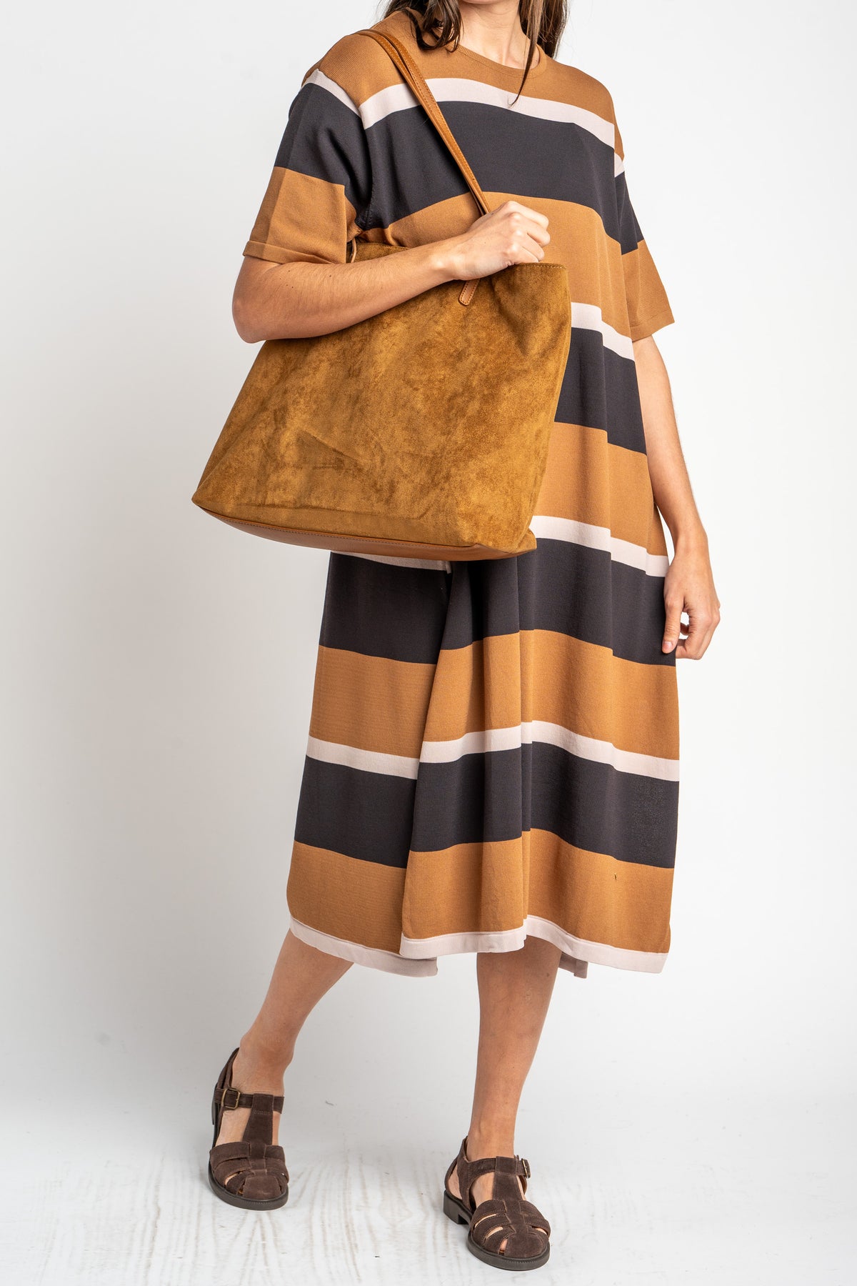 Vestido de Tricô a Listras - Preto