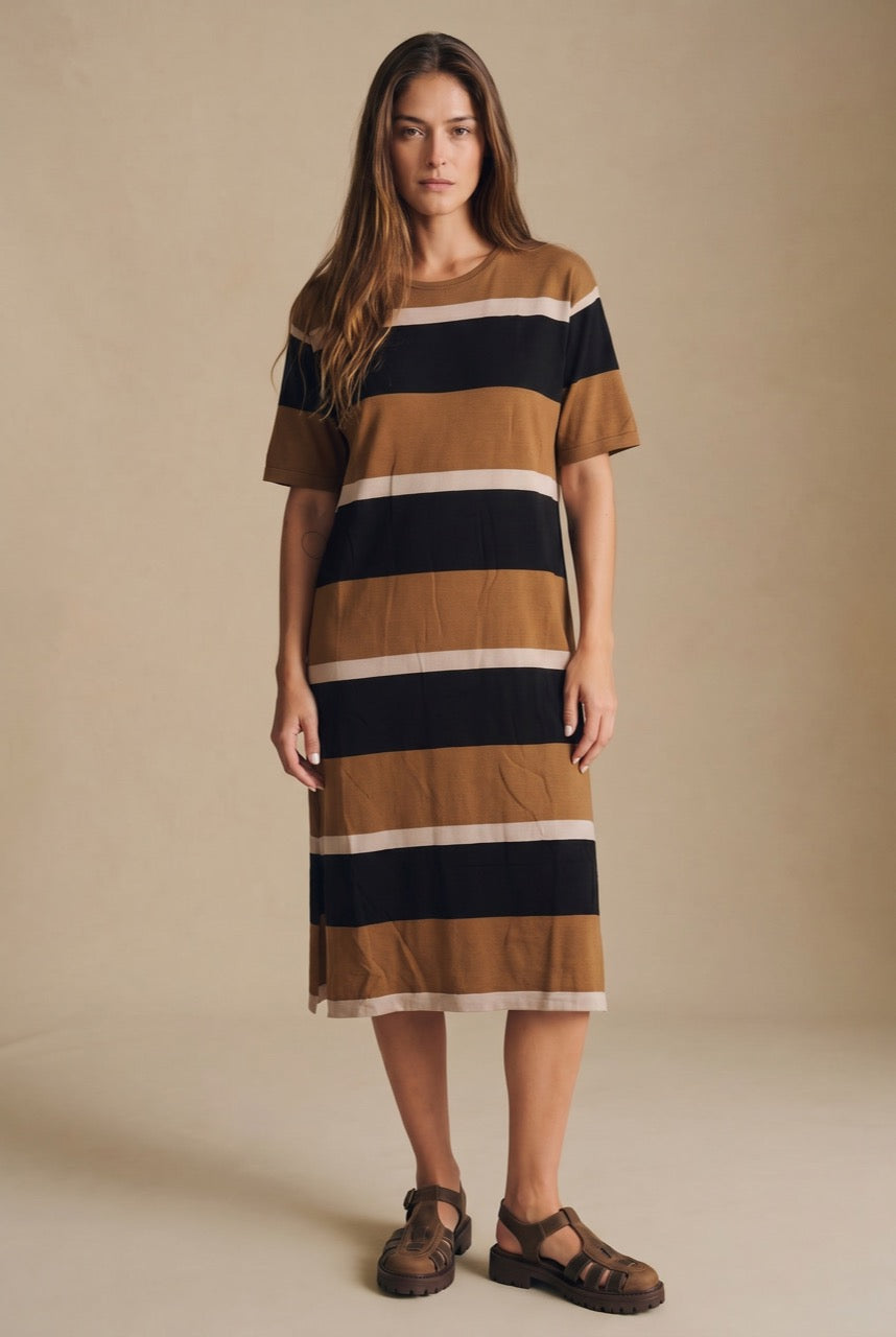 Vestido de Tricô a Listras - Preto