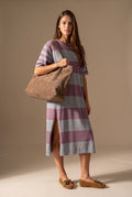 Vestido de Tricô a Listras - Lavanda