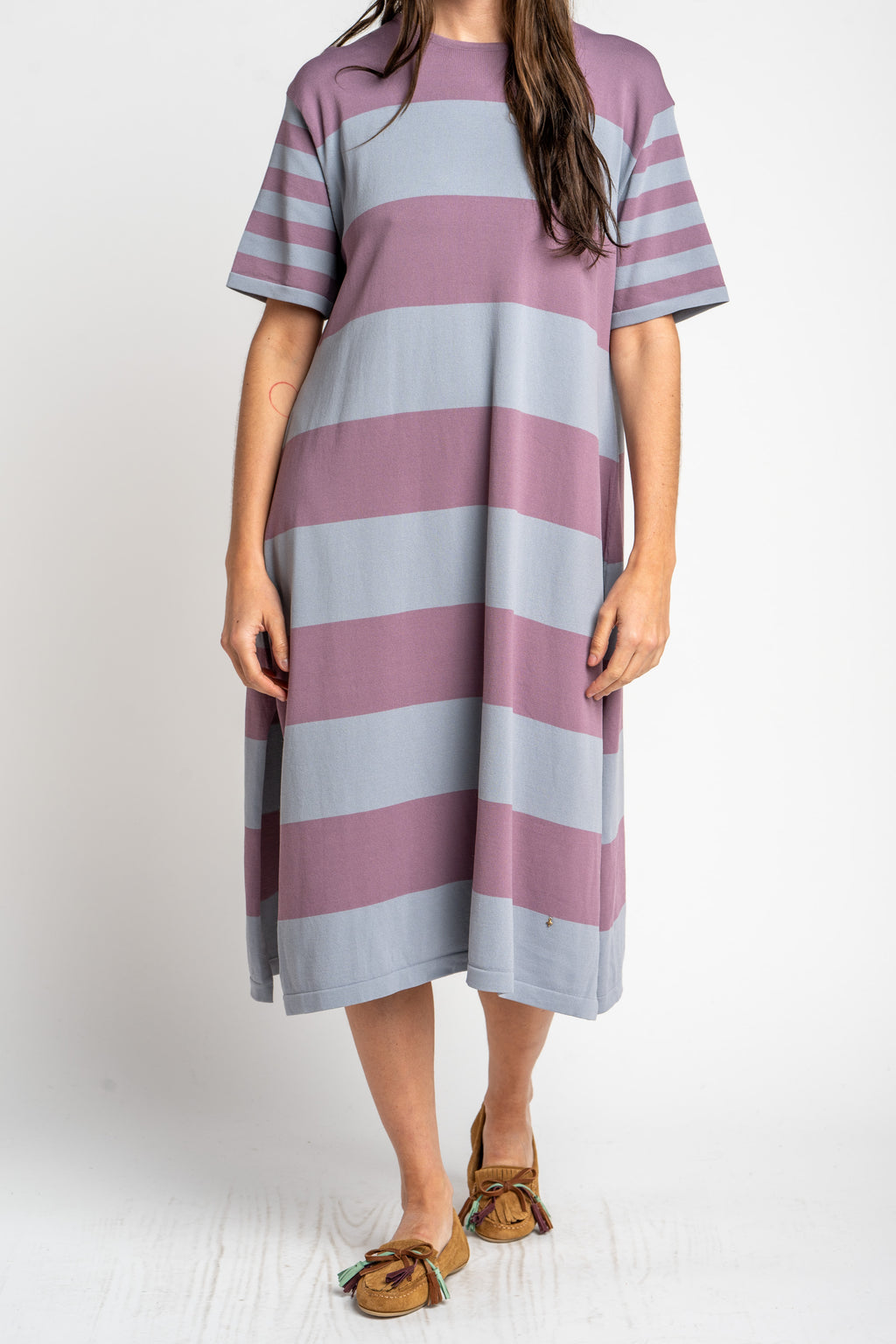 Vestido de Tricô a Listras - Lavanda
