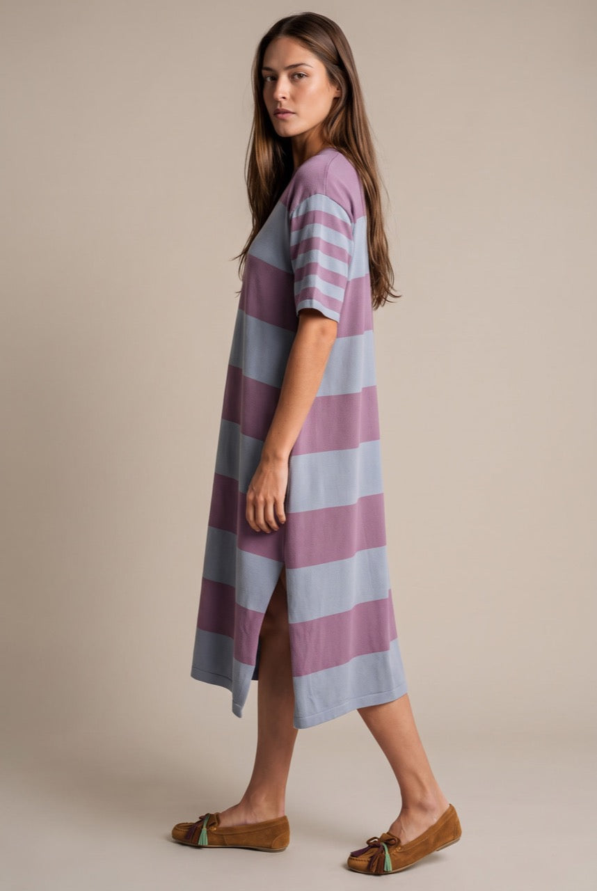 Vestido de Tricô a Listras - Lavanda