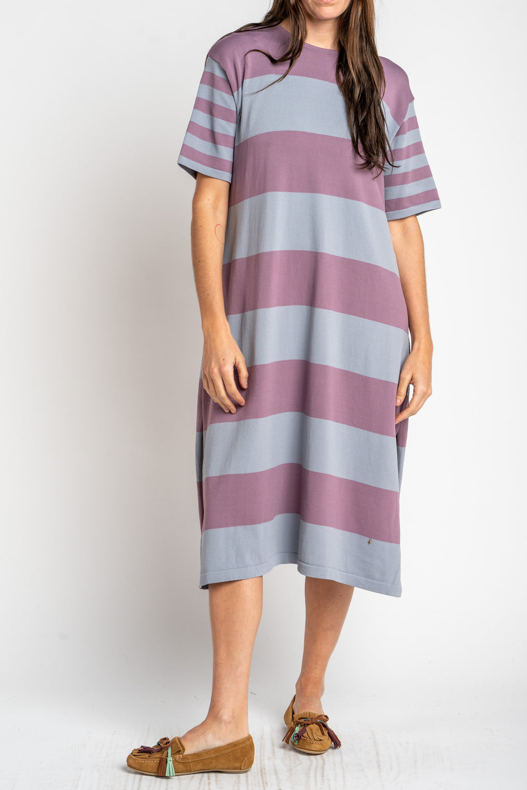Vestido de Tricô a Listras - Lavanda