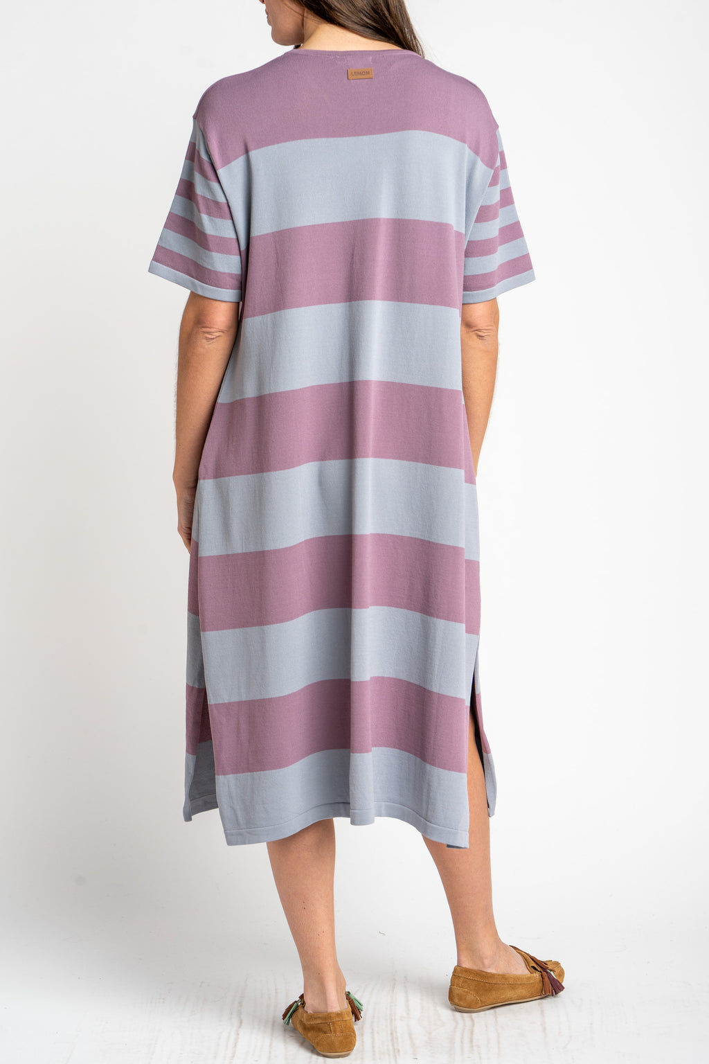 Vestido de Tricô a Listras - Lavanda