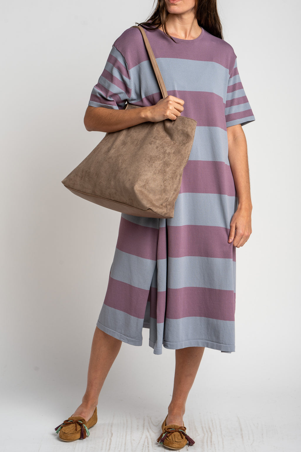 Vestido de Tricô a Listras - Lavanda