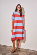 Vestido de Tricô a Listras - Vermelho