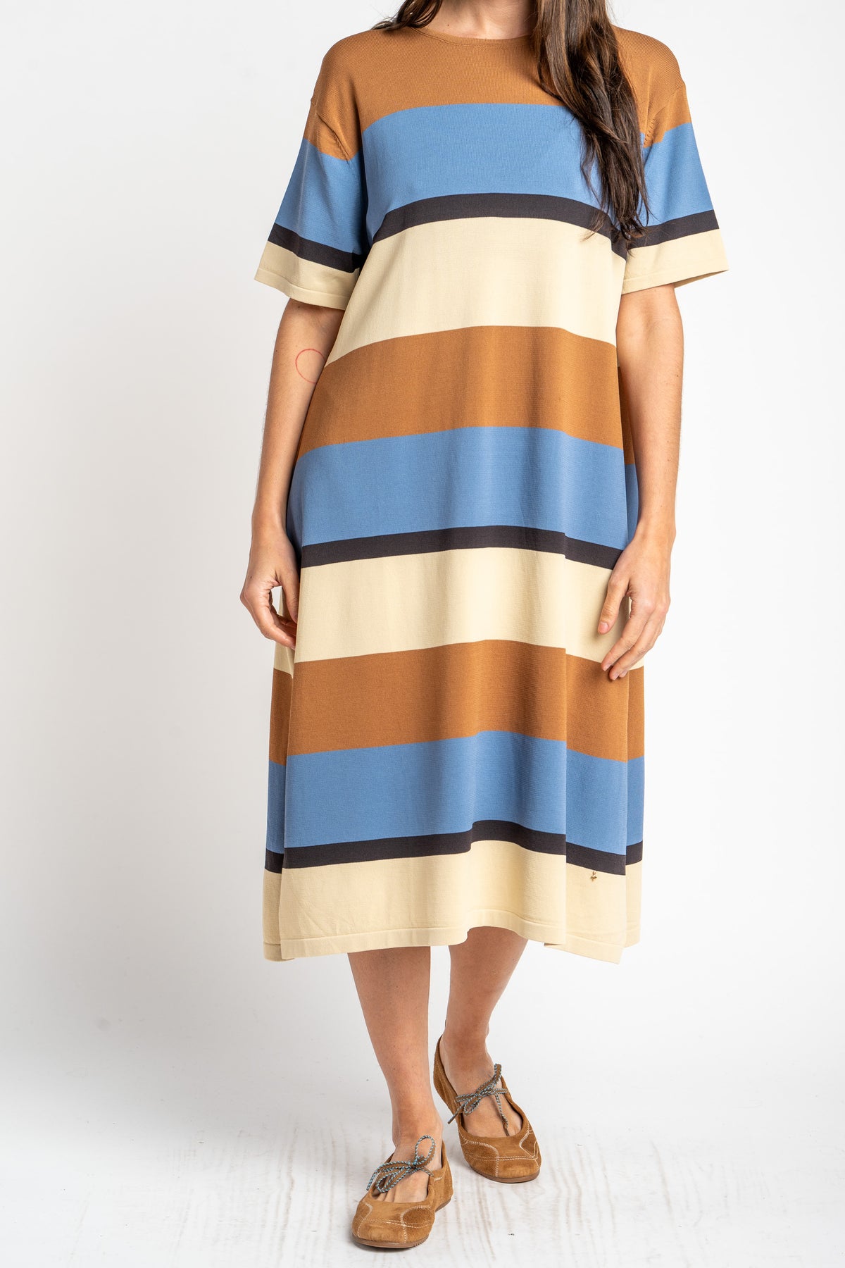 Vestido de Tricô a Listras - Cerúleo