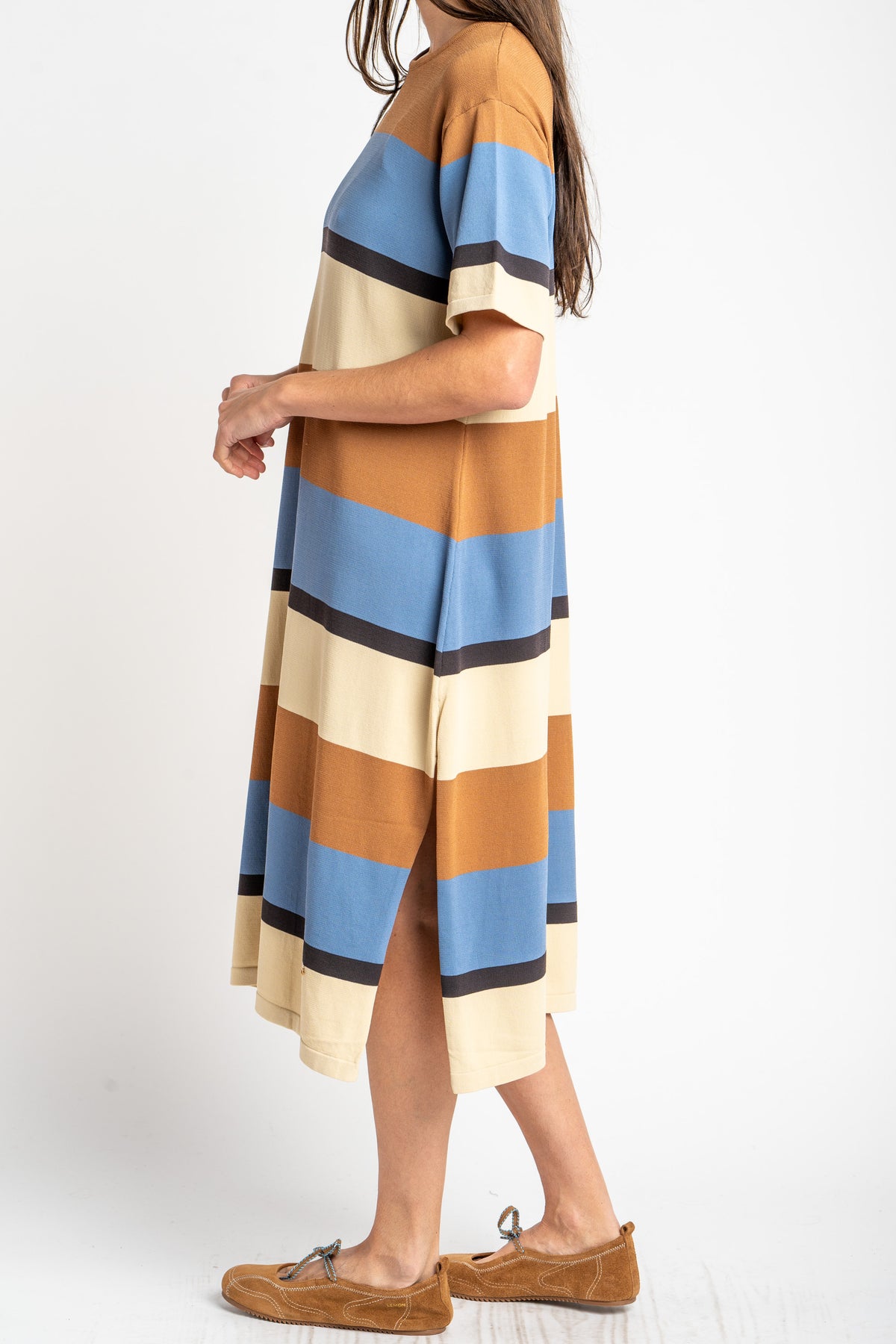 Vestido de Tricô a Listras - Cerúleo